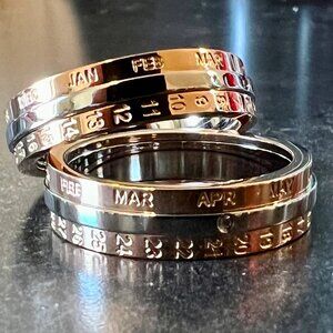 Rose Gold Calendar Spinner Ring for Women Girls Anti Anxiety  Exotic Steel